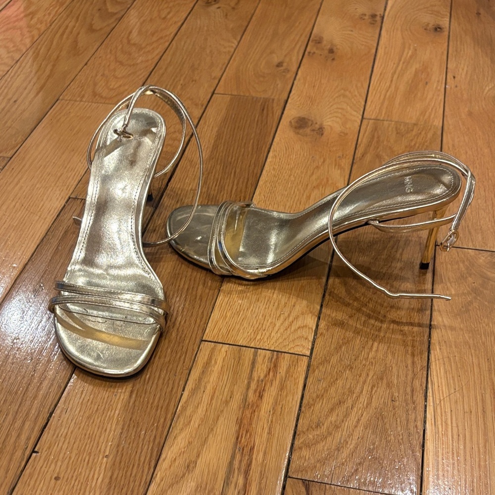 Mango Shimmering Gold Heels